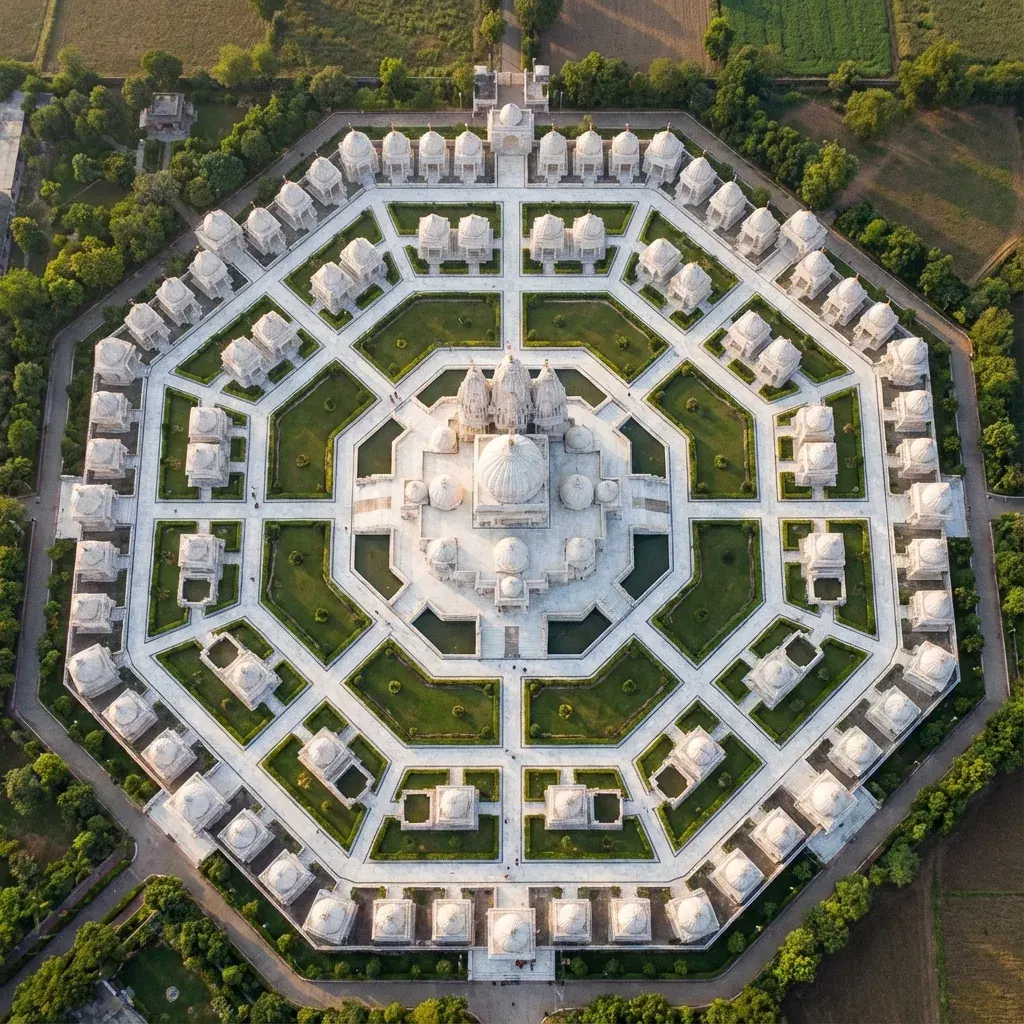 Octagonal layout of the 72 shrines