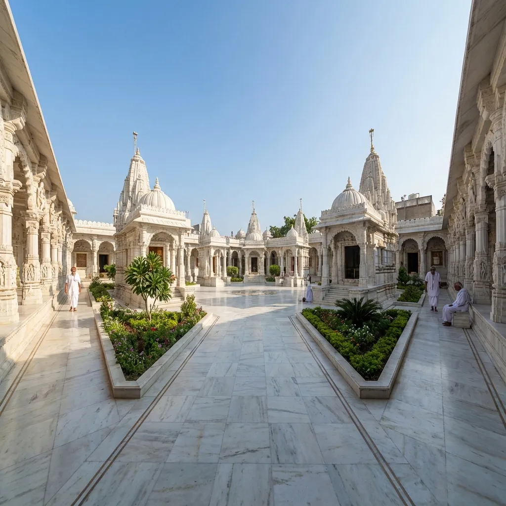 Serene courtyard within the temple complex