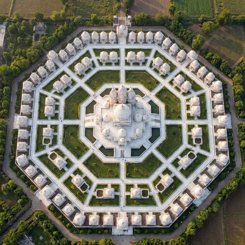 The octagonal layout housing 72 individual shrines